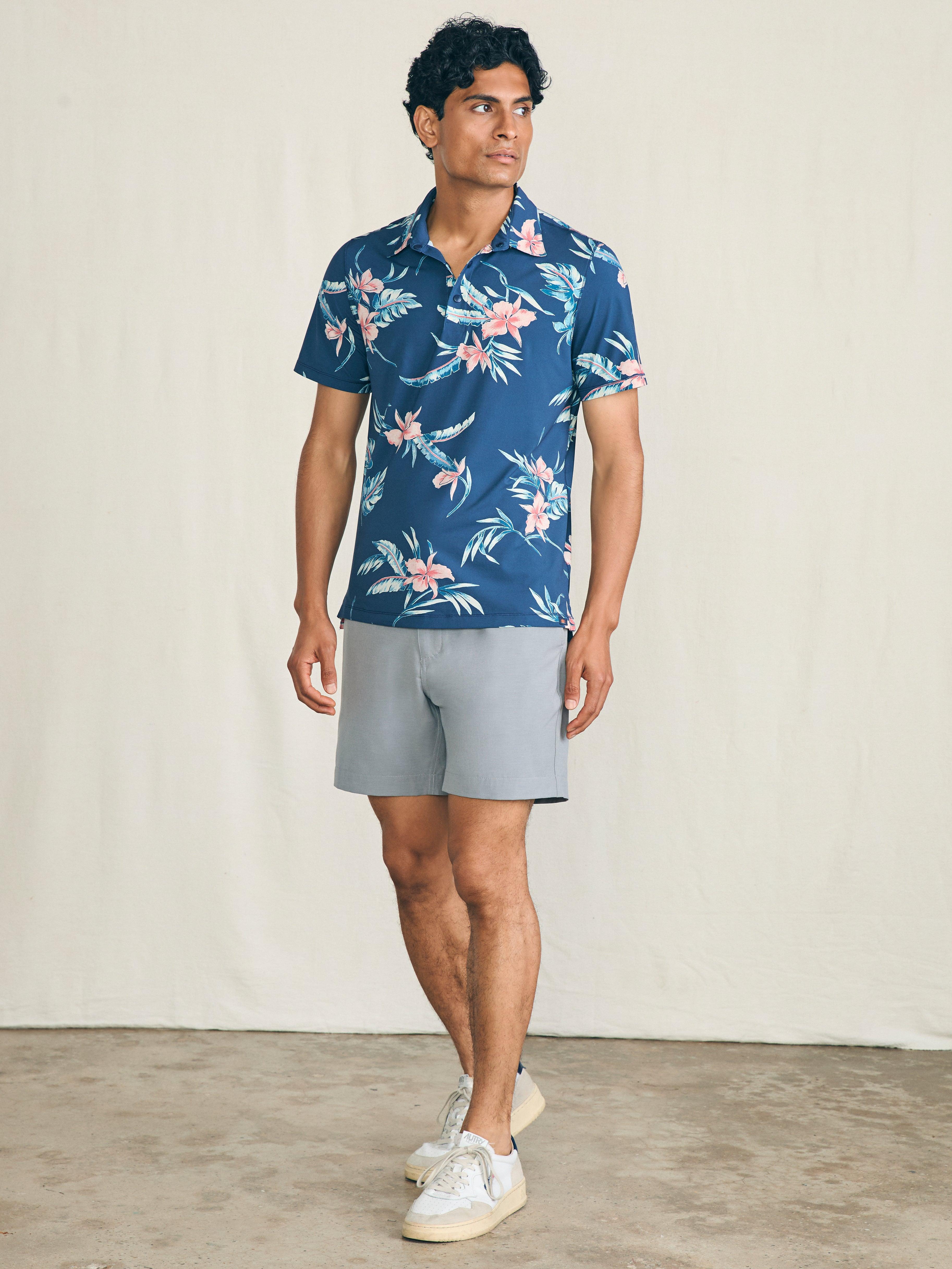 Shorelite Short-Sleeve Tech Polo - Navy Island Orchid Male Product Image