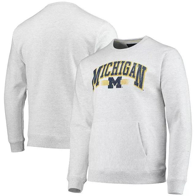 Mens League Collegiate Wear Heathered Gray Michigan Wolverines Upperclassman Pocket Pullover Sweatshirt Product Image