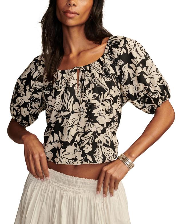 Lucky Brand Womens Cotton Gathered Poplin Top Product Image