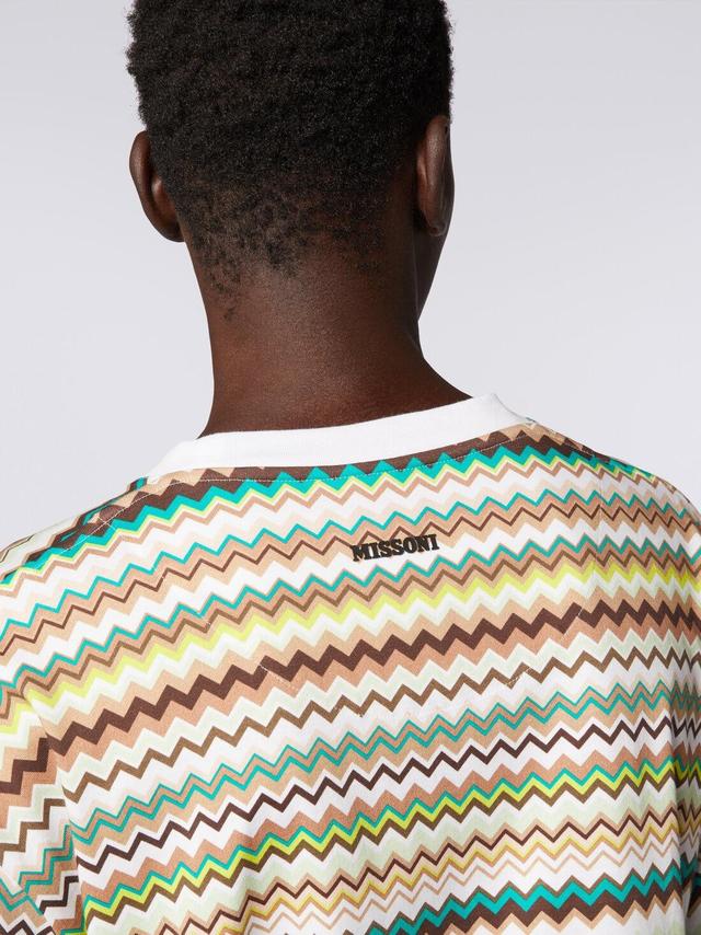 Oversized T-shirt in cotton with zigzag print Multicoloured | Missoni Product Image