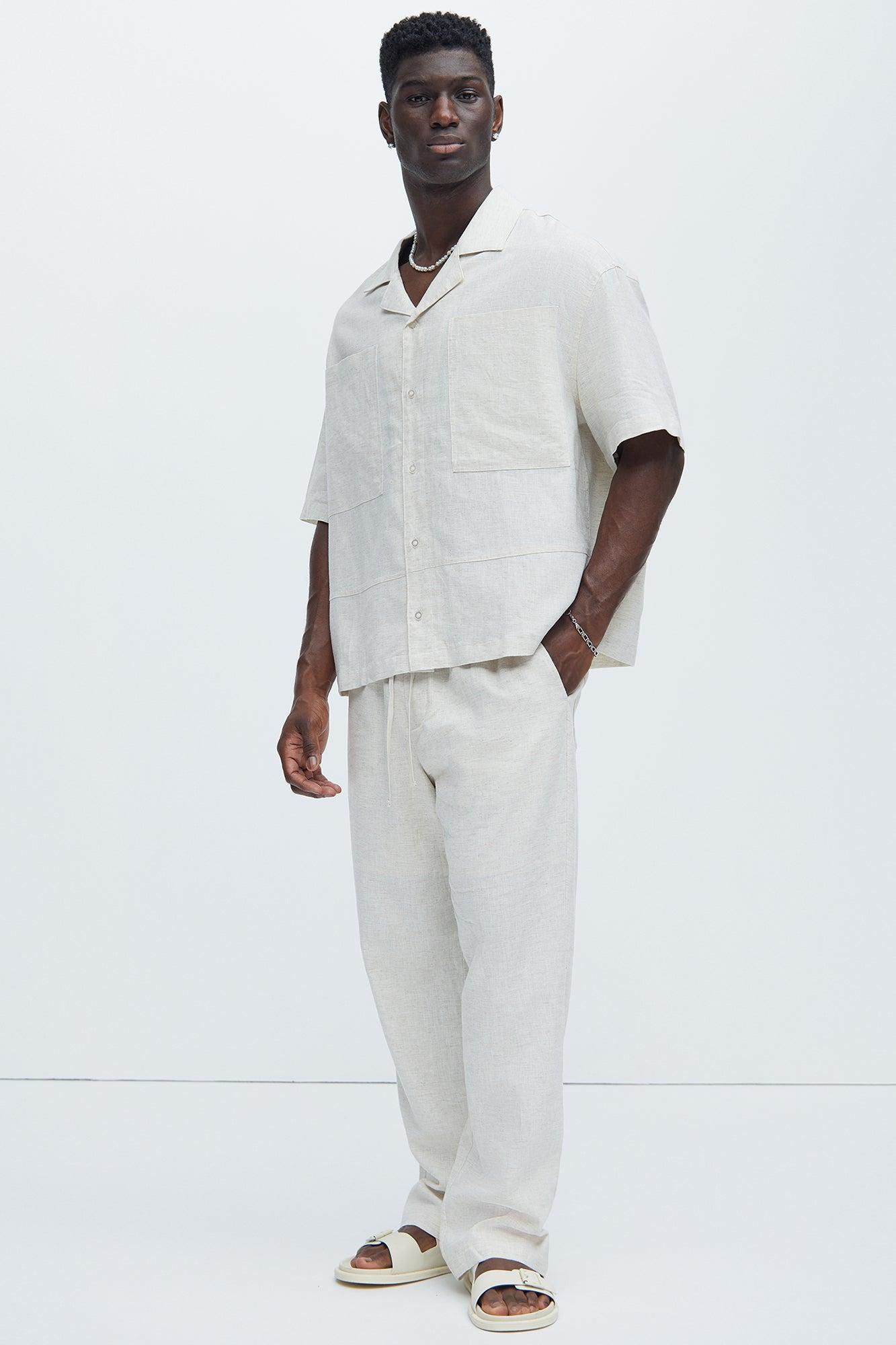 Bahamas Linen Cuban Shirt - Oatmeal Product Image