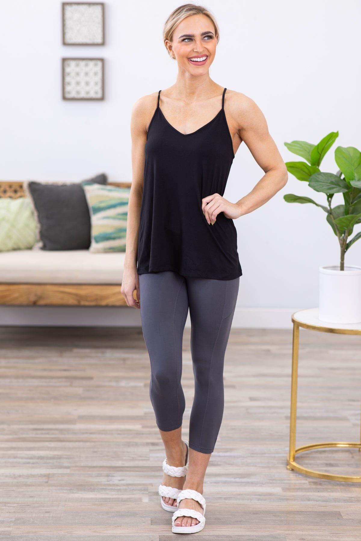 Black V-Neck Active Tank Product Image