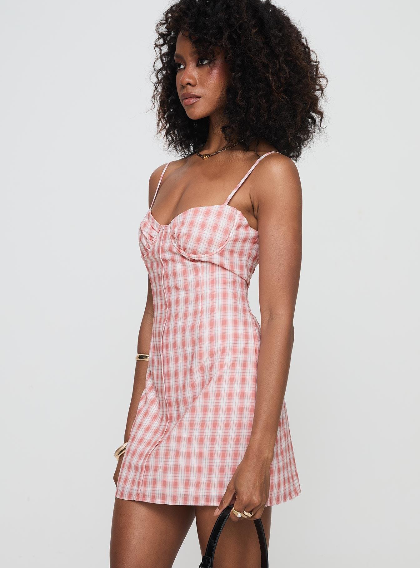 Poto Mini Dress Pink Check Product Image