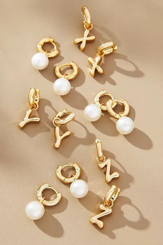 Bubble Letter Monogram and Pearl Earrings, Set of 2 Product Image