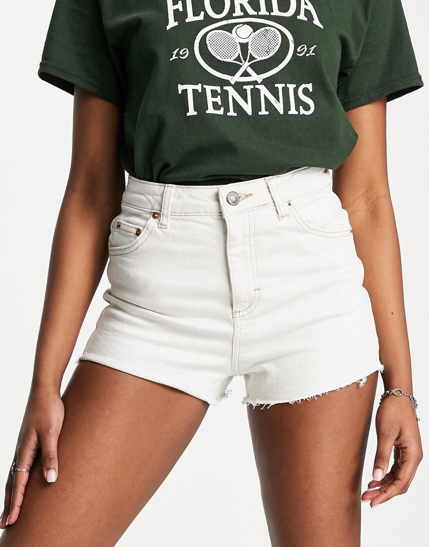 Topshop denim comfort stretch mom shorts in white  Product Image