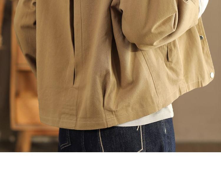 Round Neck Plain Button Jacket Product Image