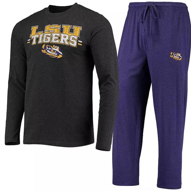 Mens Concepts Sport /Heathered Charcoal LSU Tigers Meter Long Sleeve T-Shirt & Pants Sleep Set Product Image