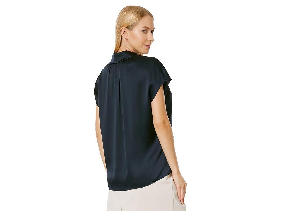 Vince Cap Sleeve Gathered Back Silk Blouse Product Image