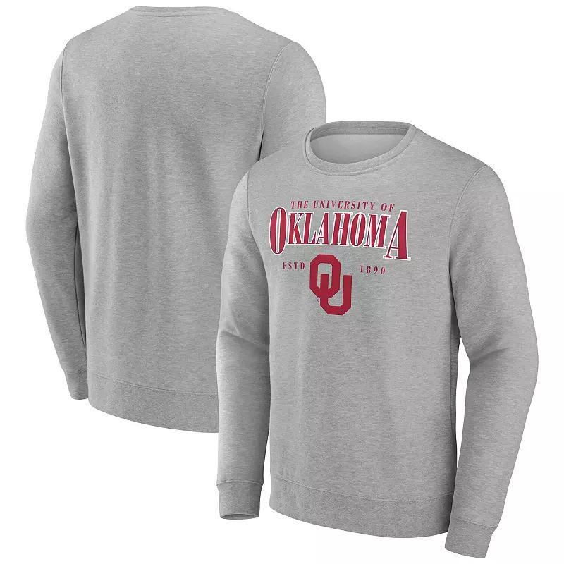 Mens Fanatics Gray Oklahoma Sooners True Classics Act Fast Fleece Pullover Sweatshirt Product Image