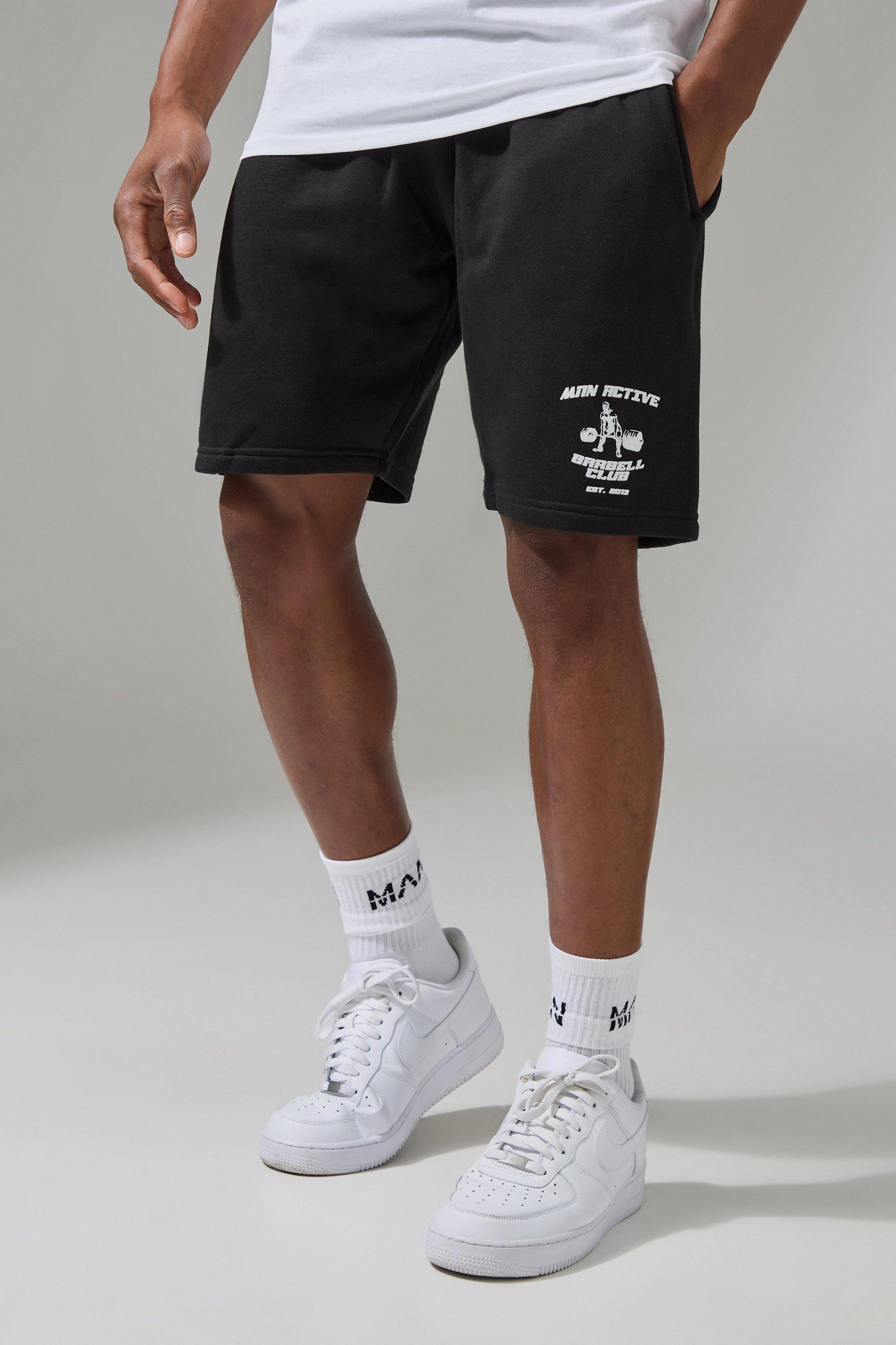 Mens Black Man Active Barbell Club Oversized 5inch Shorts, Black Product Image