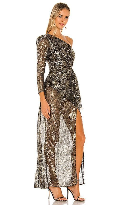 Camila Coelho Danitza Gown in Metallic Gold. Product Image