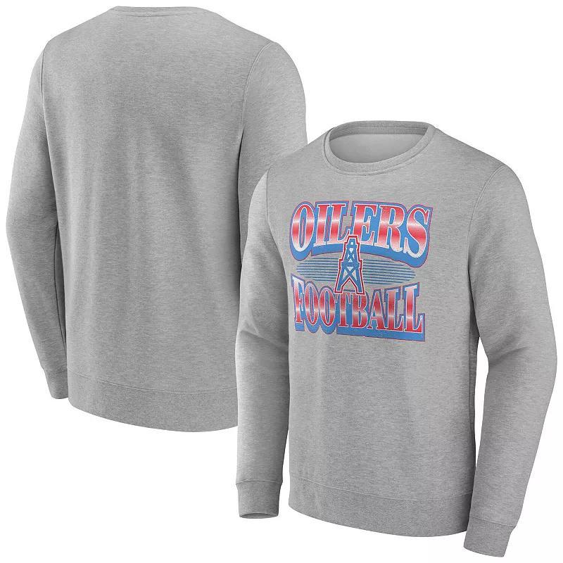 Mens Fanatics Heather Gray Houston Oilers Chance Throwback Fleece Pullover Sweatshirt Product Image