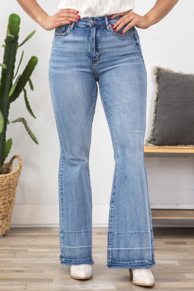 Judy Blue Tummy Control Raw Hem Flare Jeans Product Image