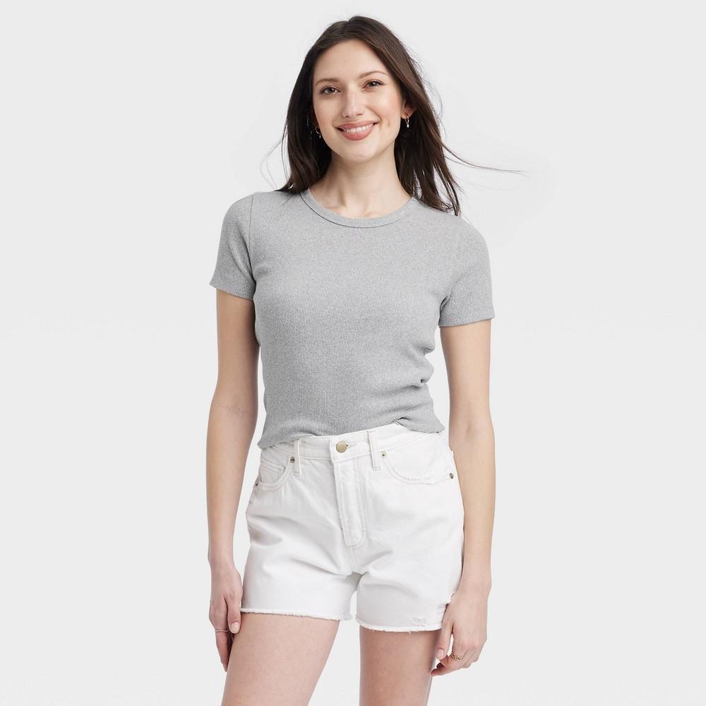 Womens Shrunken Short Sleeve T-Shirt - Universal Thread Gray M Product Image