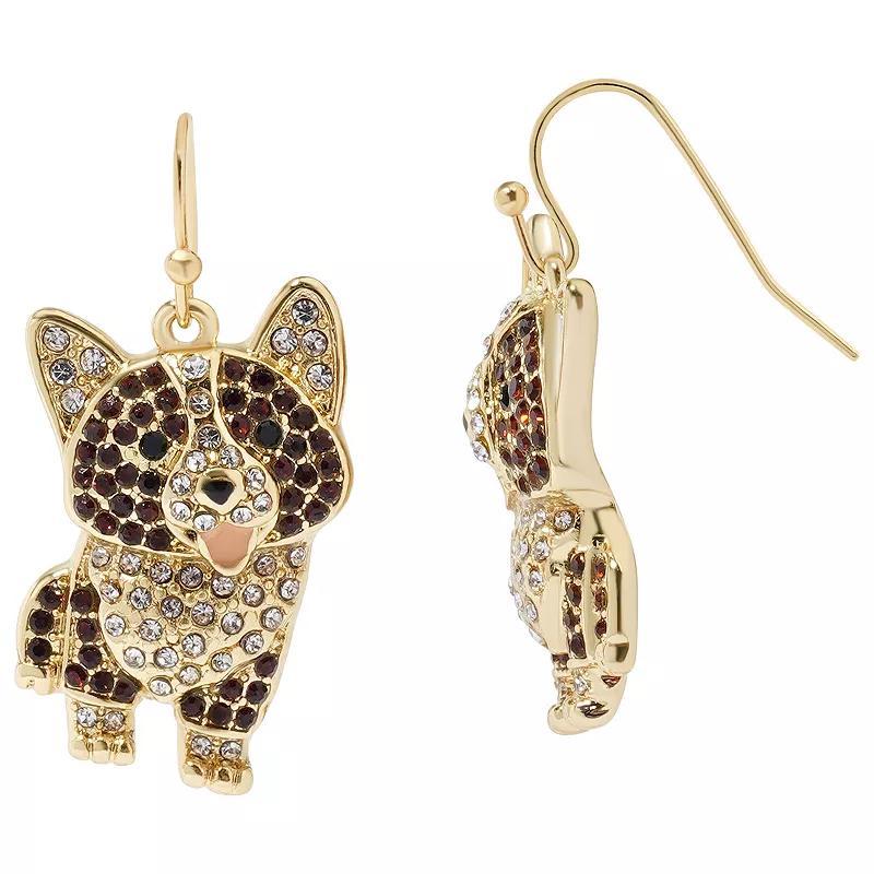 Celebrate Together Gold Tone Corgi Dog Drop Earrings, Womens, Brown Product Image