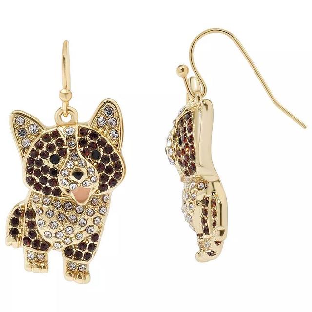 Celebrate Together Gold Tone Corgi Dog Drop Earrings, Womens, Brown Product Image