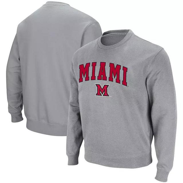 Mens Colosseum Heathered Gray NDSU Bison Arch & Logo Tackle Twill Pullover Sweatshirt NDS Grey Product Image