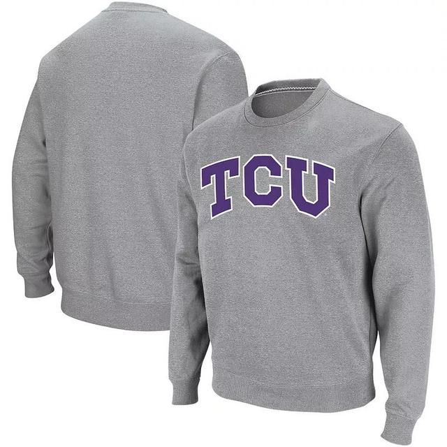 Mens Colosseum Heather Gray TCU Horned Frogs Arch & Logo Crew Neck Sweatshirt Product Image