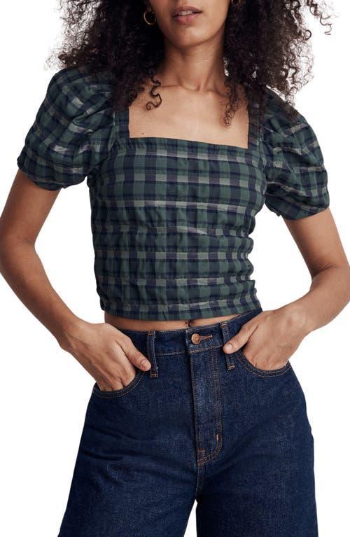 Madewell Hopewell Plaid Puff Sleeve Crop Top Product Image