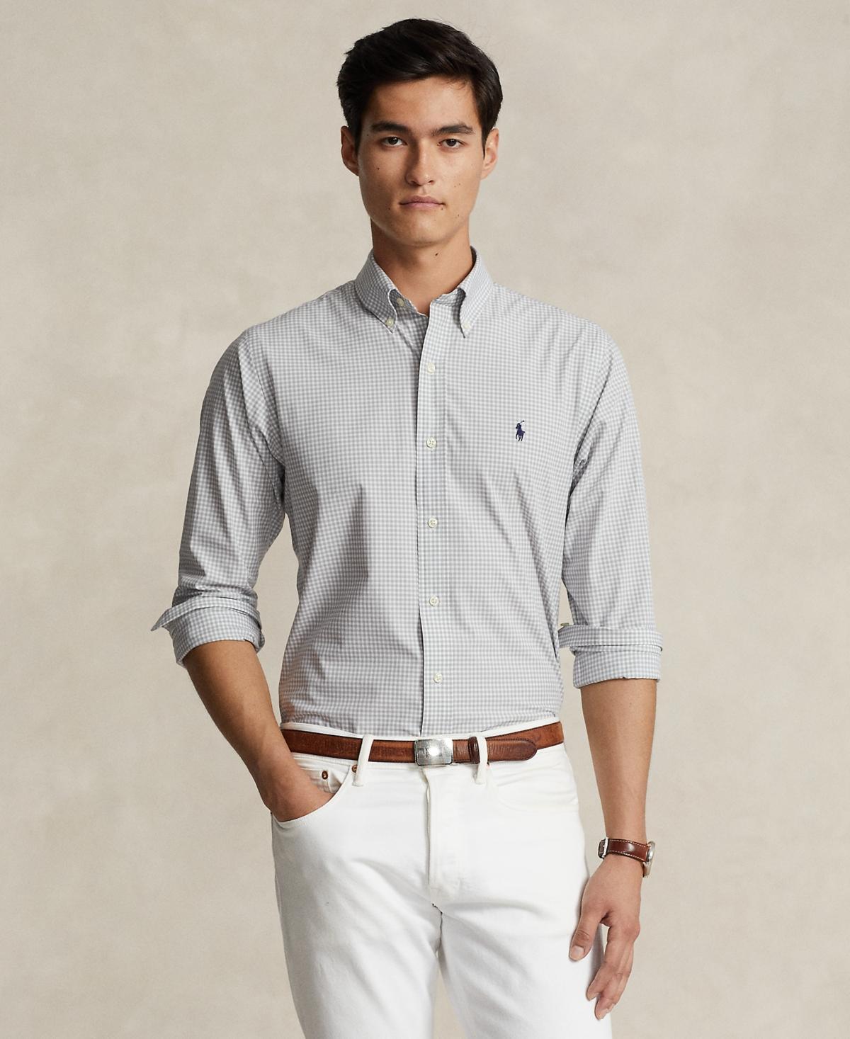 Polo Ralph Lauren Mens Classic-Fit Gingham Stretch Poplin Shirt - Vintage Khaki Product Image