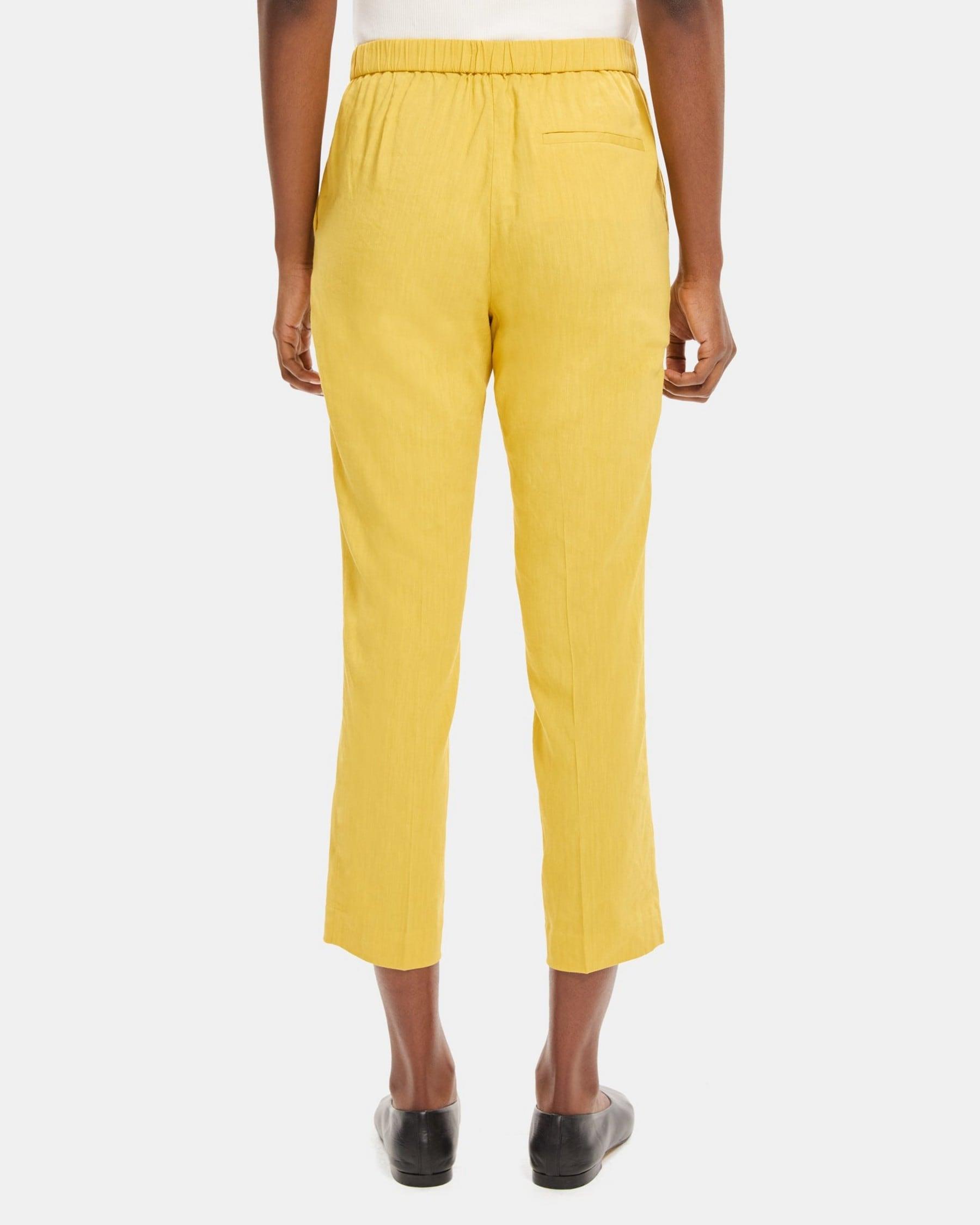 Slim Cropped Pull-On Pant in Linen-Blend Product Image