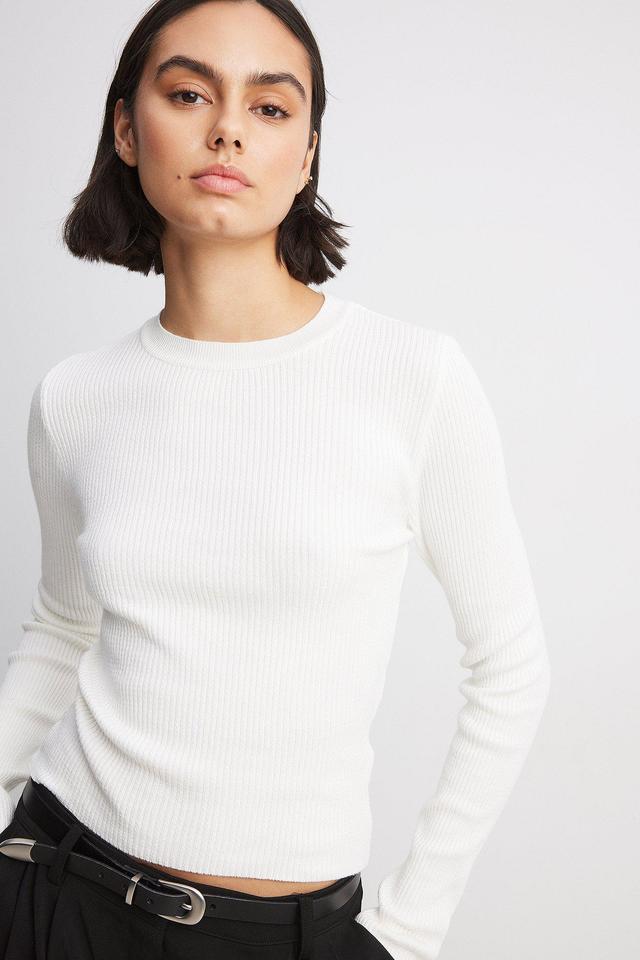 Ribbed Knitted Round Neck Sweater Product Image