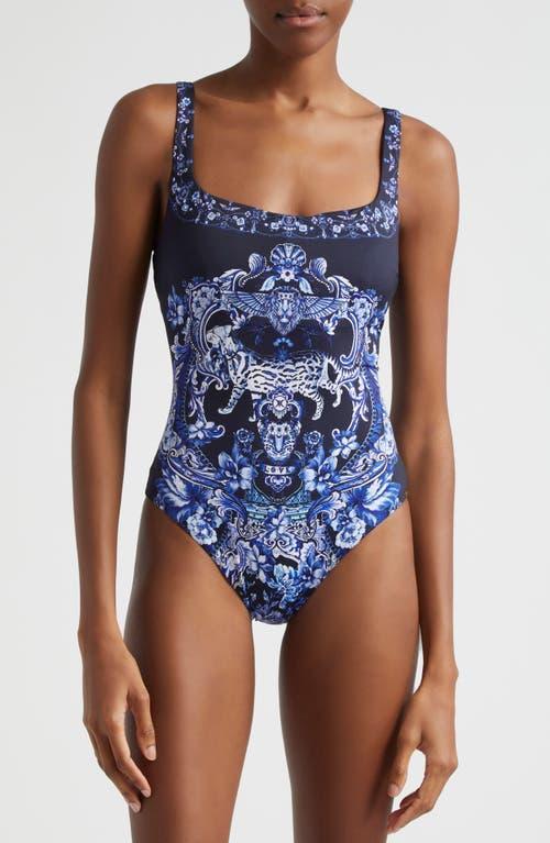 Delft Dynasty Crystal Underwire Square-Neck One-Piece Swimsuit Product Image