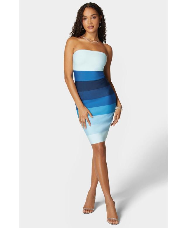 bebe Womens Strapless Colorblock Bandage Midi Product Image