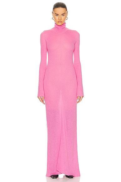 Zeynep Arcay Soft Touch Turtleneck Maxi Dress in Pink Product Image