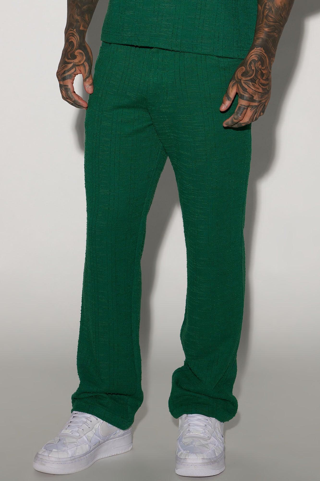 Jordan Textured Straight Pants - Green Product Image