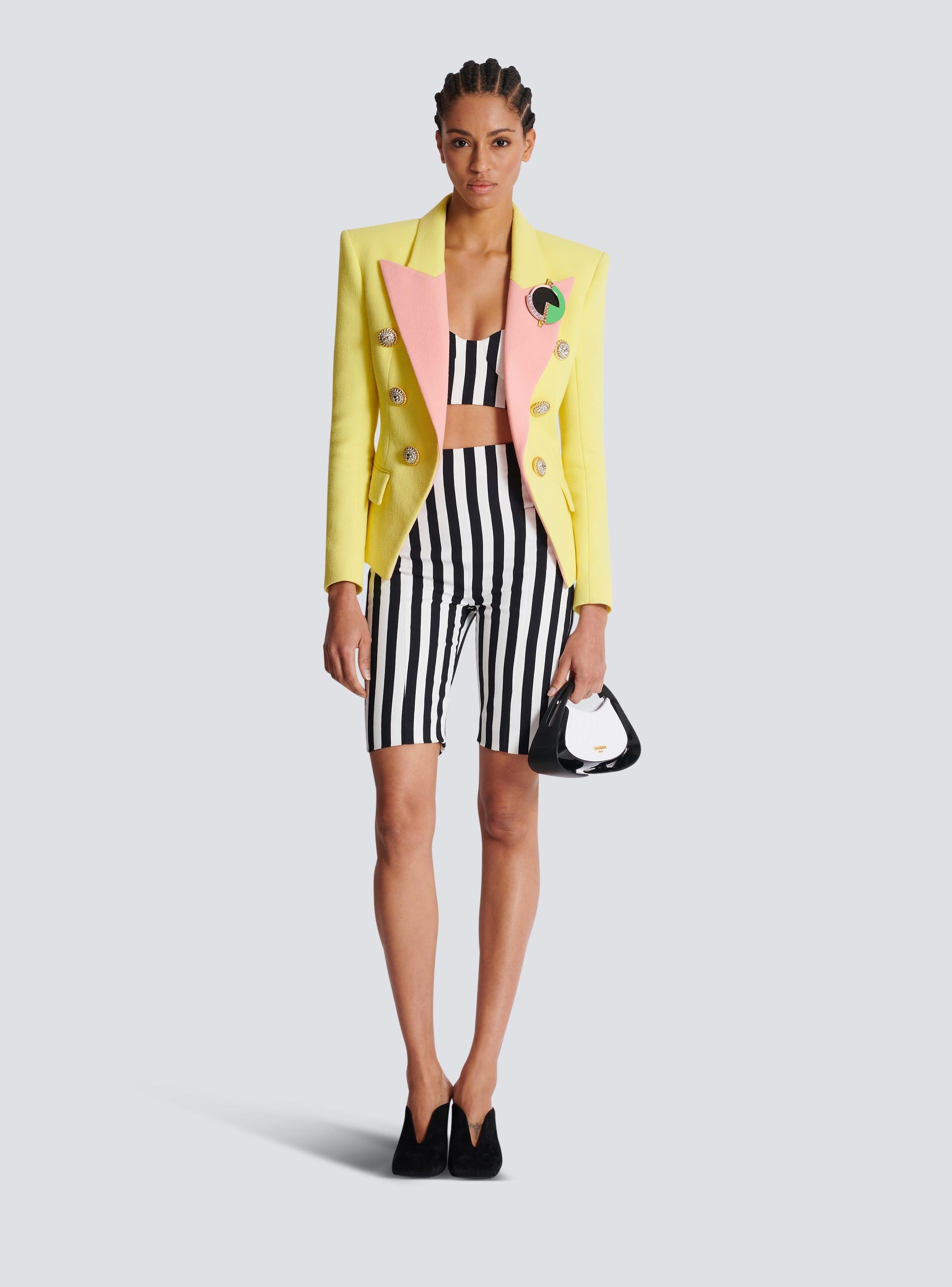 6-button double crepe two-tone jacket Product Image