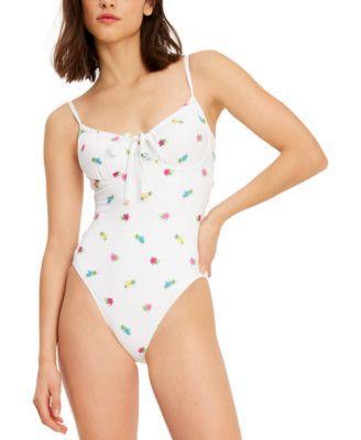 kate spade new york Womens Floral Cinch Underwire One-Piece Swimsuit Product Image