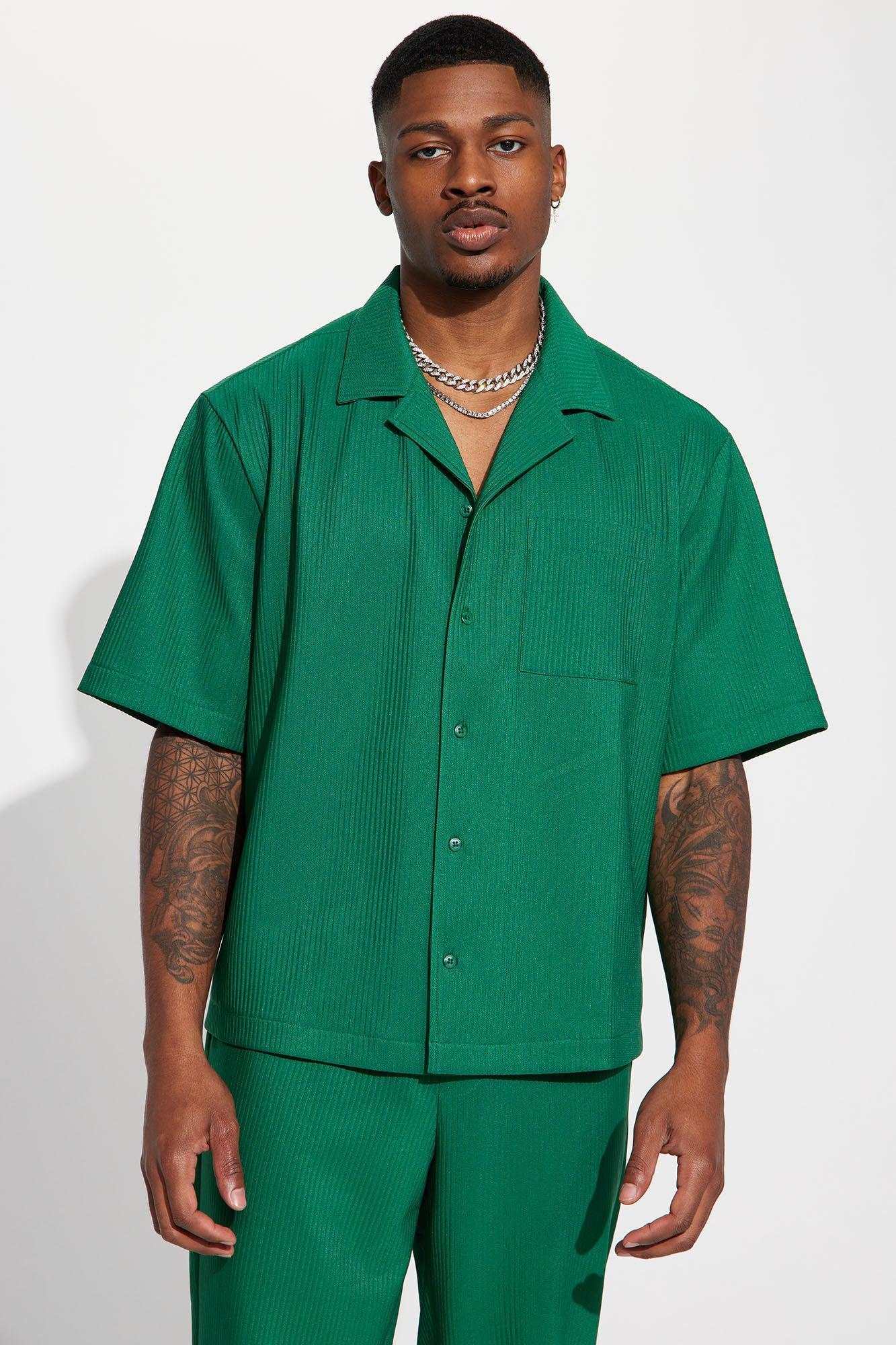 Show Up Short Sleeve Cuban Shirt - Green Product Image