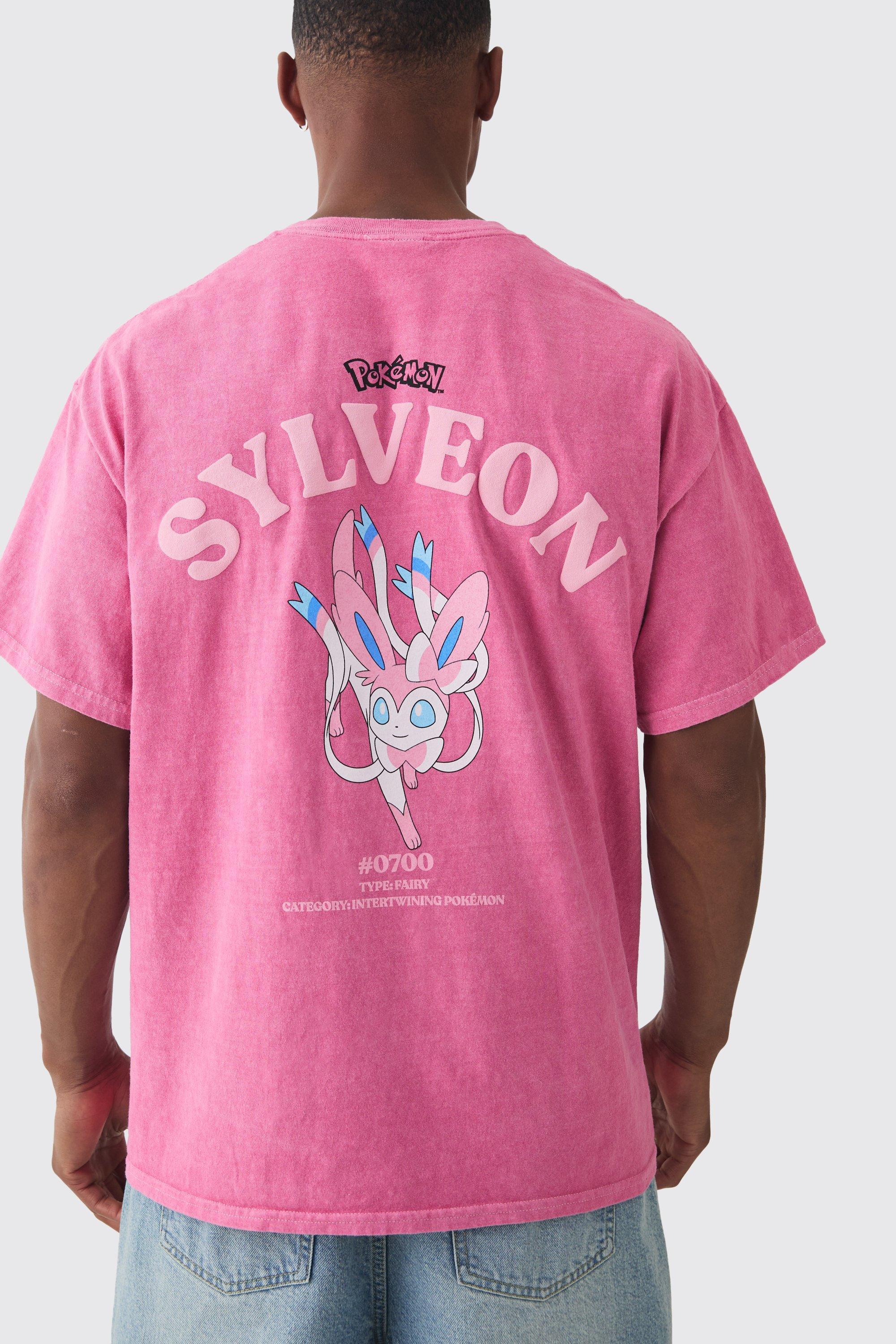 Oversized Pokemon Sylveon Wash License T-shirt | boohooMAN USA Product Image