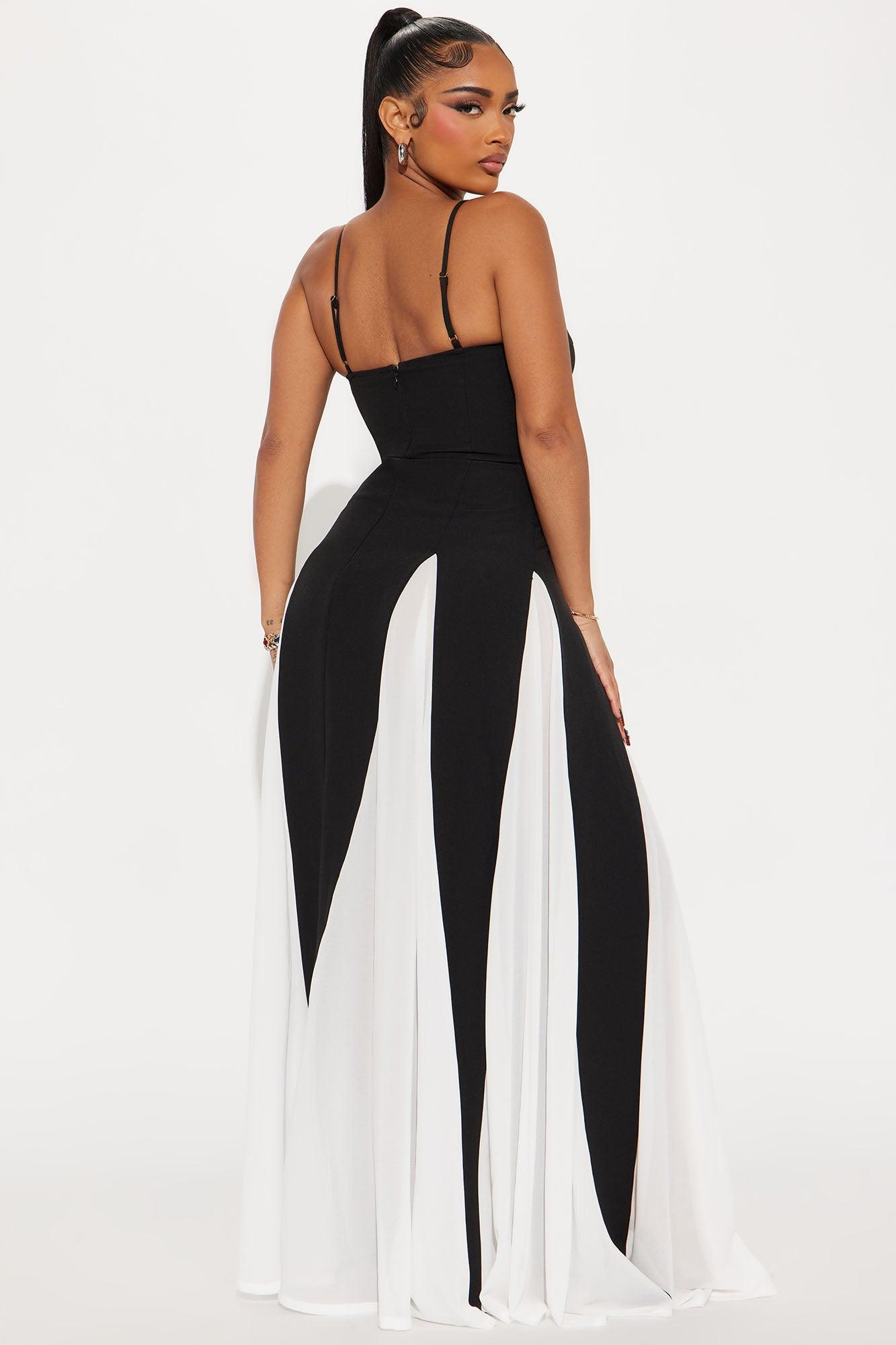 Molly Contrast Maxi Dress - Black/White Product Image