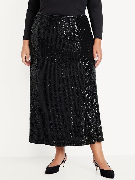 High-Waisted Sequin Maxi Skirt Product Image