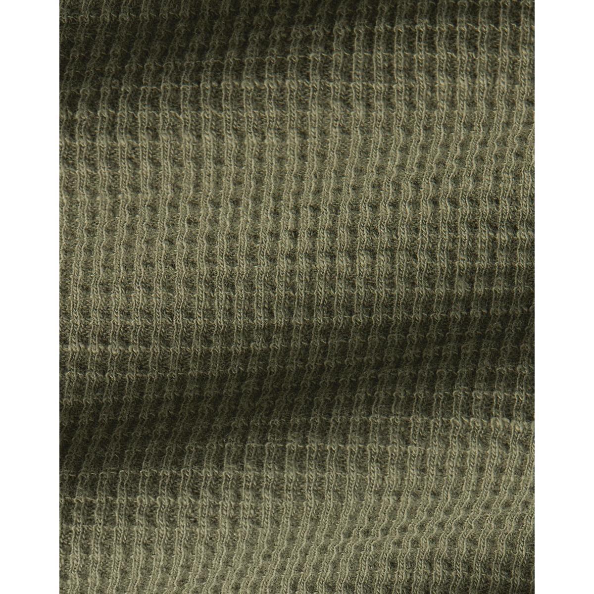 Garment-Dyed Waffle-Knit Henley Shirt Olive Product Image