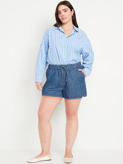 High-Waisted Baggy Jean Shorts -- 3-inch inseam Product Image