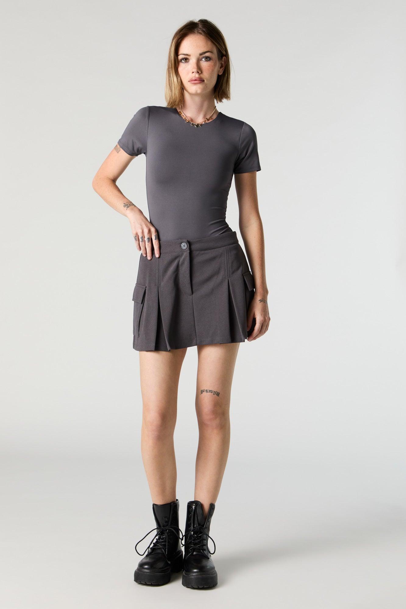 Crepe Pleated Cargo Skort Female Product Image