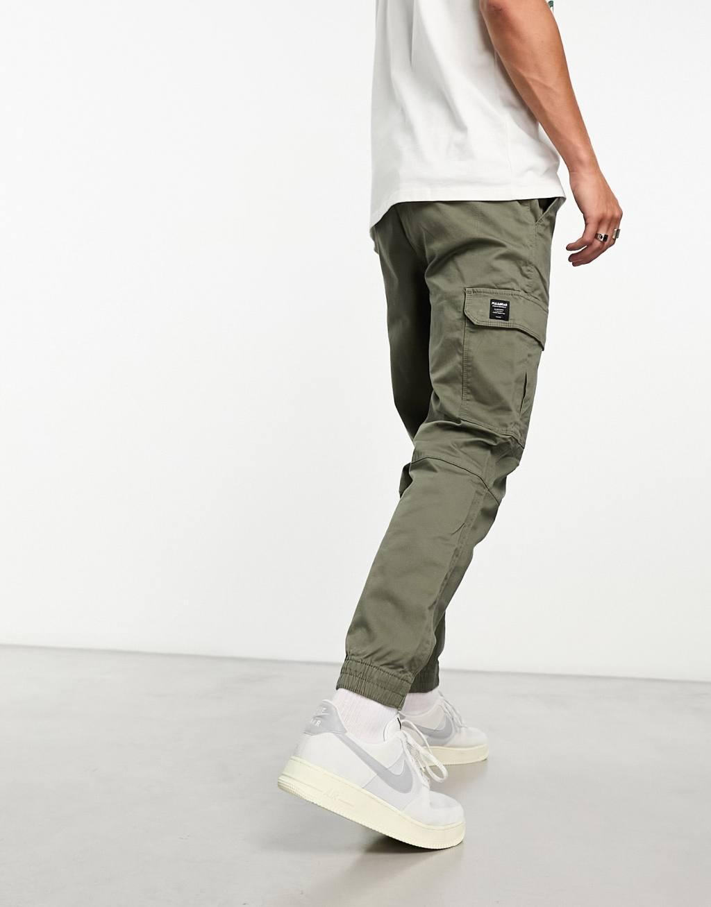 Pull&Bear cargo pants in khaki  Product Image