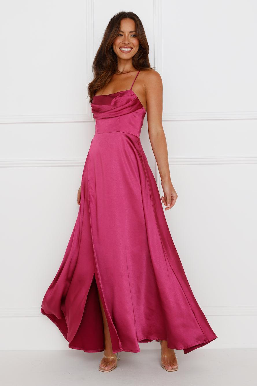 Matilda Satin Maxi Dress Purple Product Image