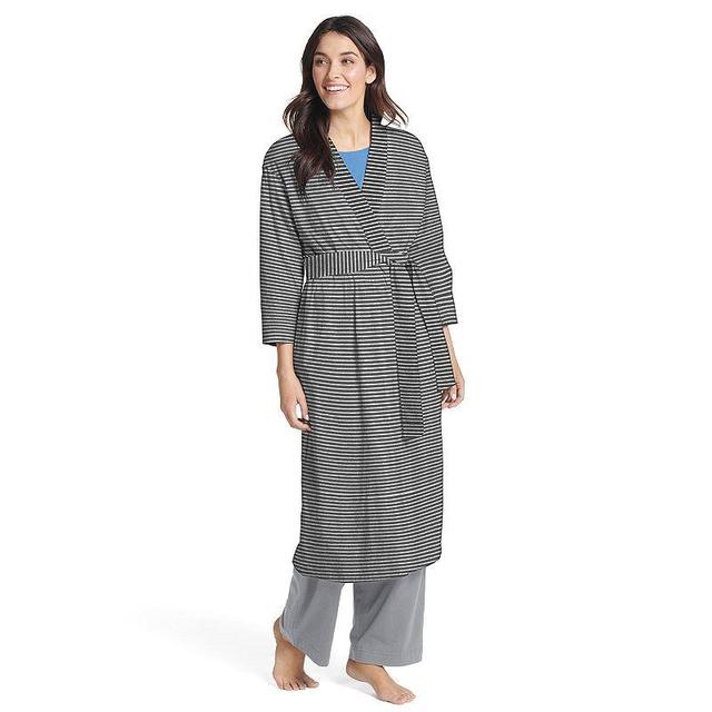 Womens Jockey Everyday Essentials Long Wrap Robe Grey Stripe Product Image