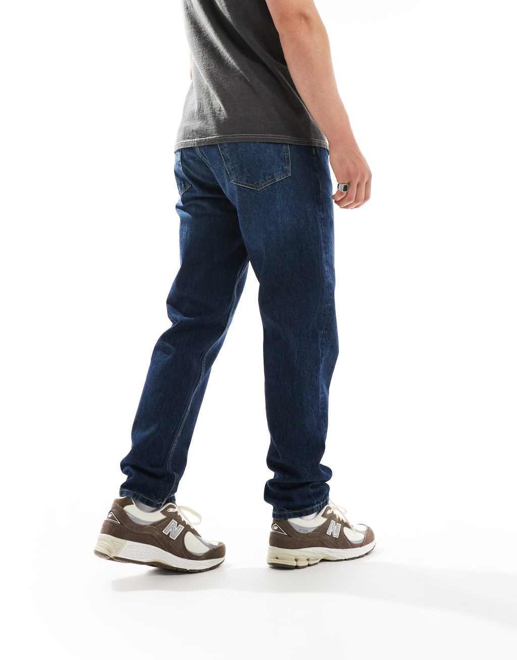 Weekday Barrel relaxed fit tapered jeans in compact blue wash Product Image