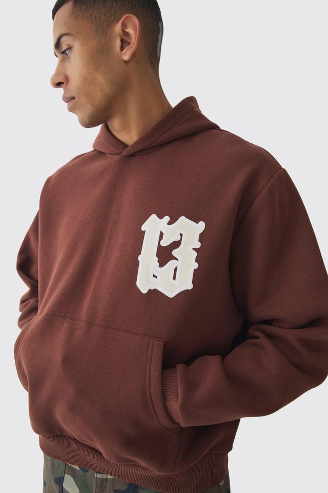 Oversized Boxy 13 Print Hoodie | boohooMAN USA Product Image