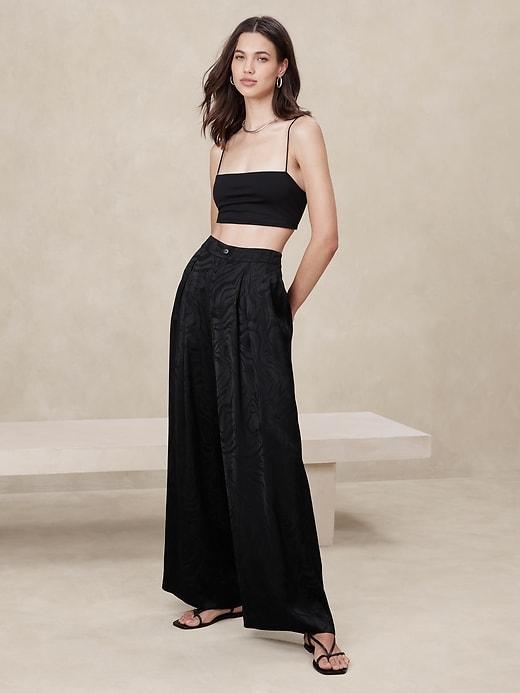 Jacquard Pleated Wide-Leg Pant Product Image