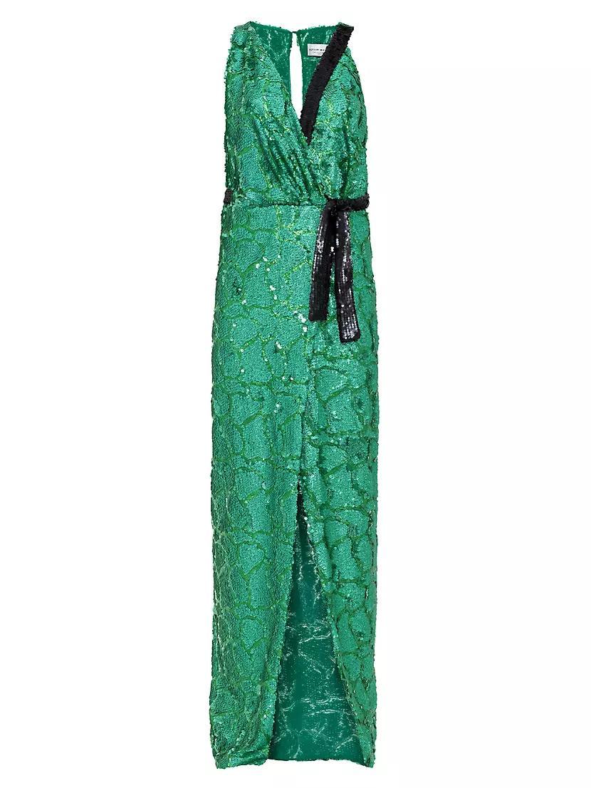 Sequined Wrap Column Gown Product Image