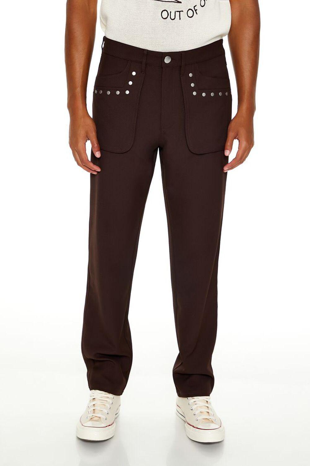 Studded Slim-Fit Mid-Rise Pants | Forever 21 Product Image