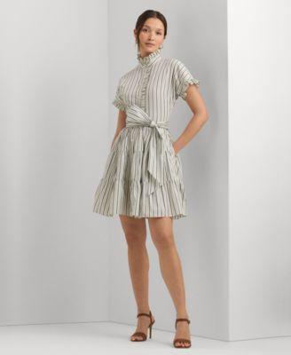 Lauren Ralph Lauren Womens Striped Cotton Broadcloth Shirtdress Product Image