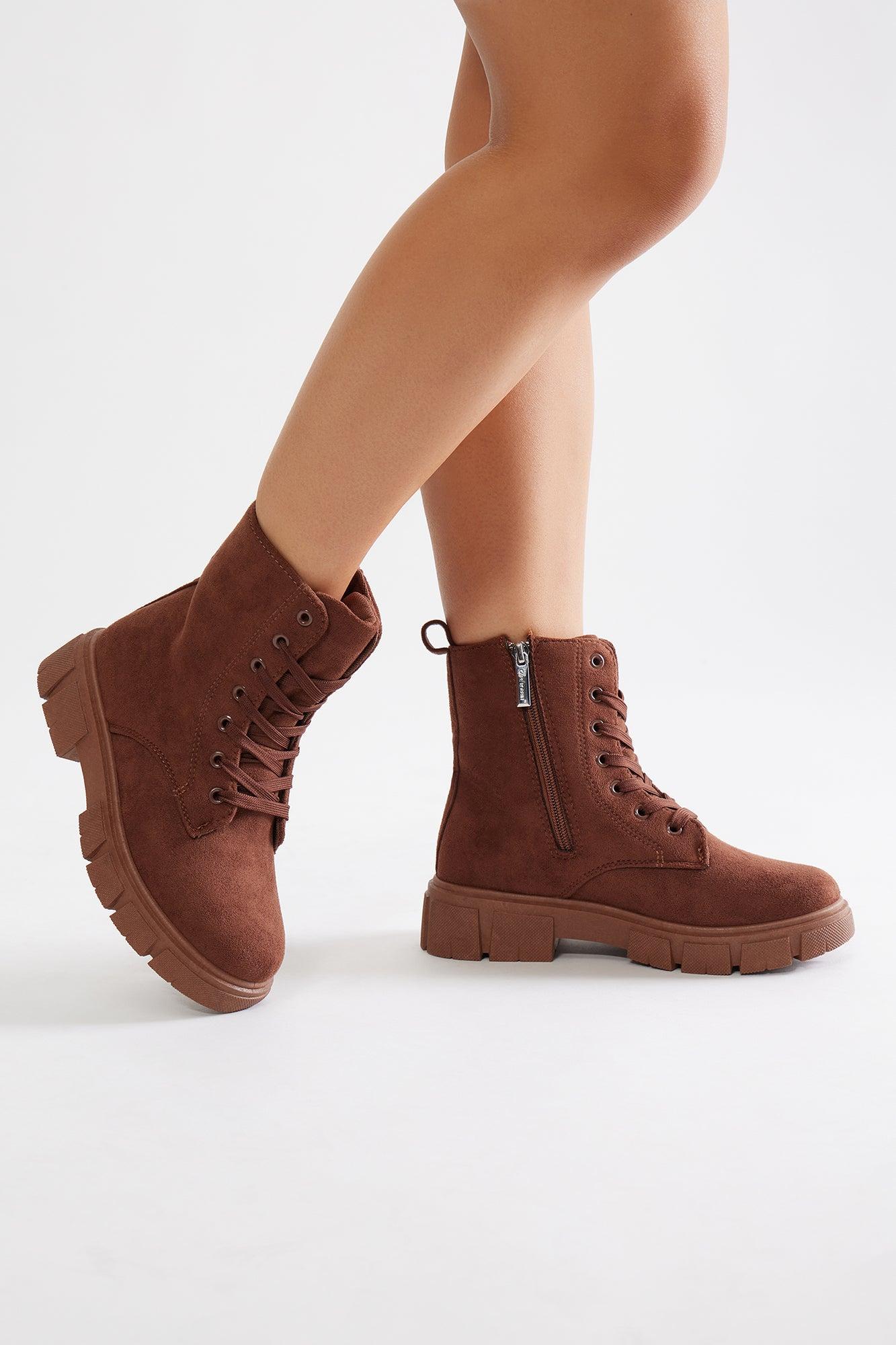 Caryn Combat Boots - Brown Product Image