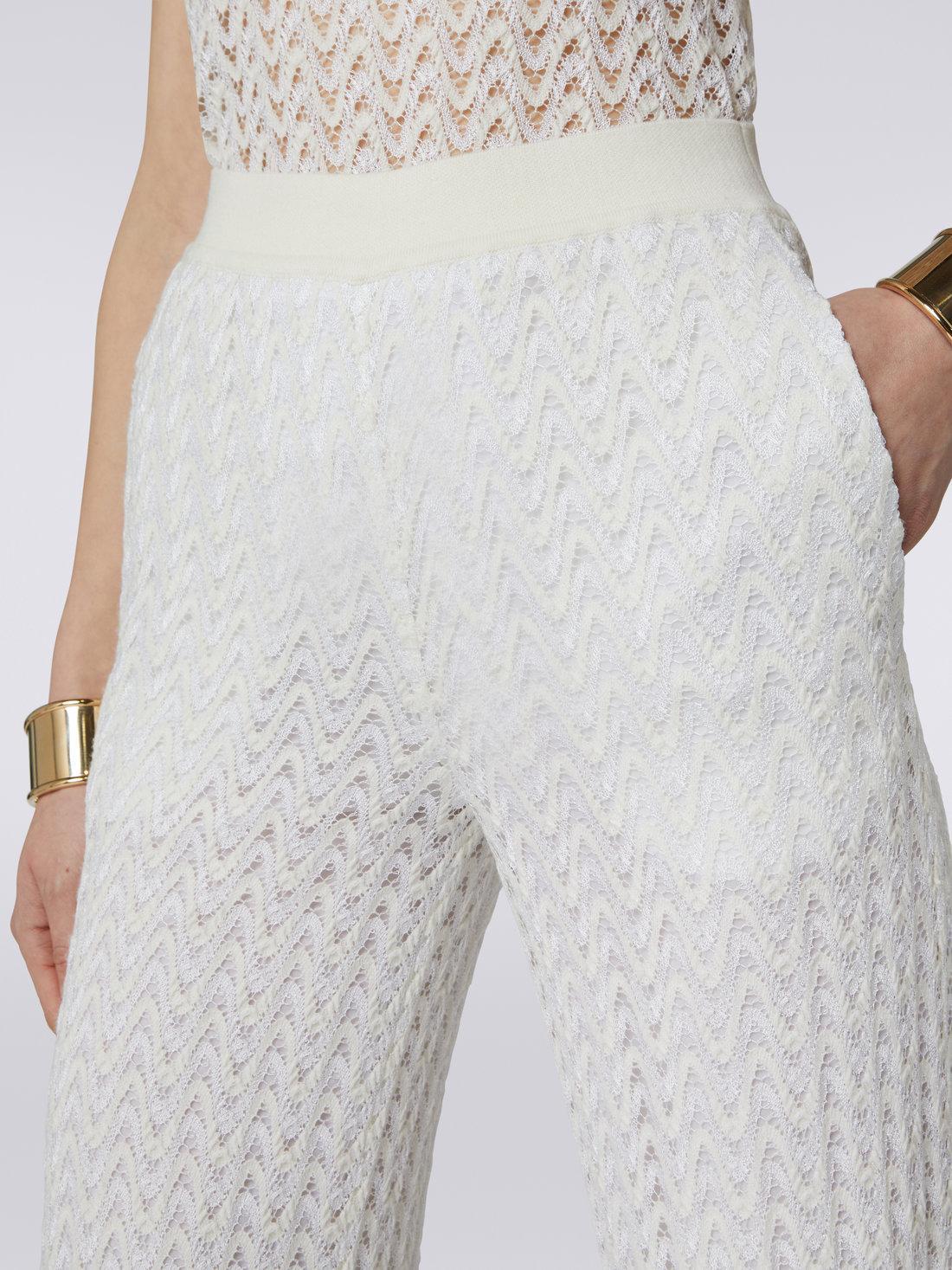 Palazzo pants in raschel knit wool and viscose White | Missoni product image